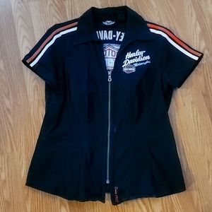 Harley-Davidson zip front blouse